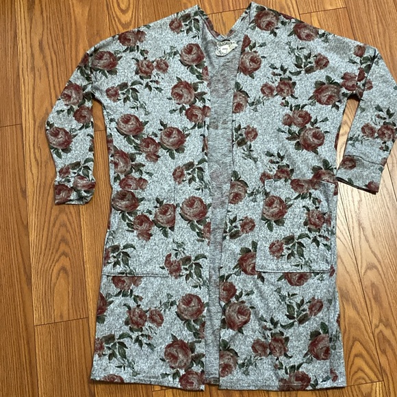 Skonhet women’s feminine floral print long cardigan sweater open front size M - Picture 13 of 14